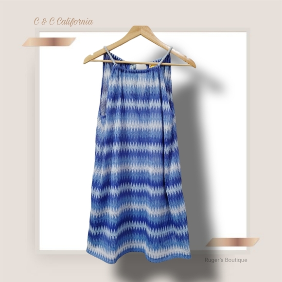 🌿C & C California Women's Large Blue Ombre Beach Coverup - Picture 3 of 14